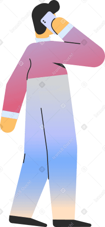 man from the back talking on the phone Illustration in PNG, SVG