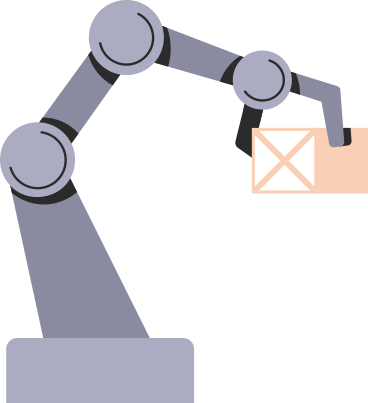 Big robot arm with box PNG, SVG
