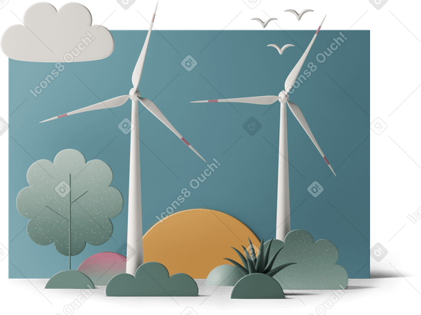 3D wind turbines PNG、SVG