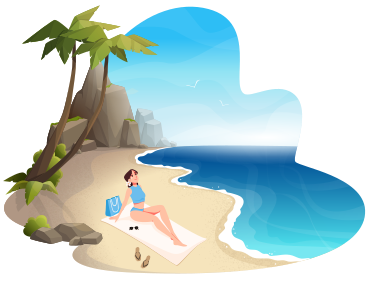 Woman relaxing on the beach PNG, SVG