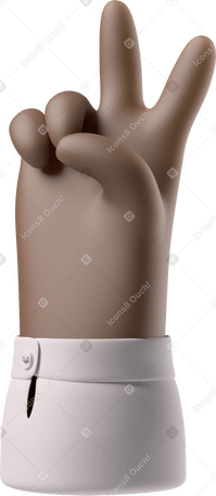 3D Black skin hand showing v sign Illustration in PNG, SVG