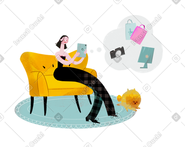 计划在线购物的女性 PNG, SVG