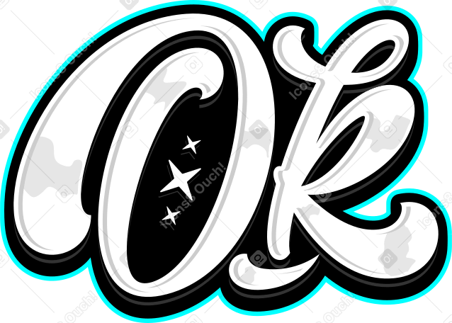 lettering ok with shadow text PNG, SVG