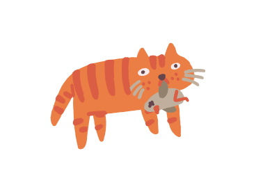 A cat holding a mouse in its mouth PNG, SVG