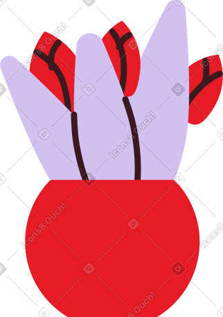 有郁金香的花瓶 PNG, SVG