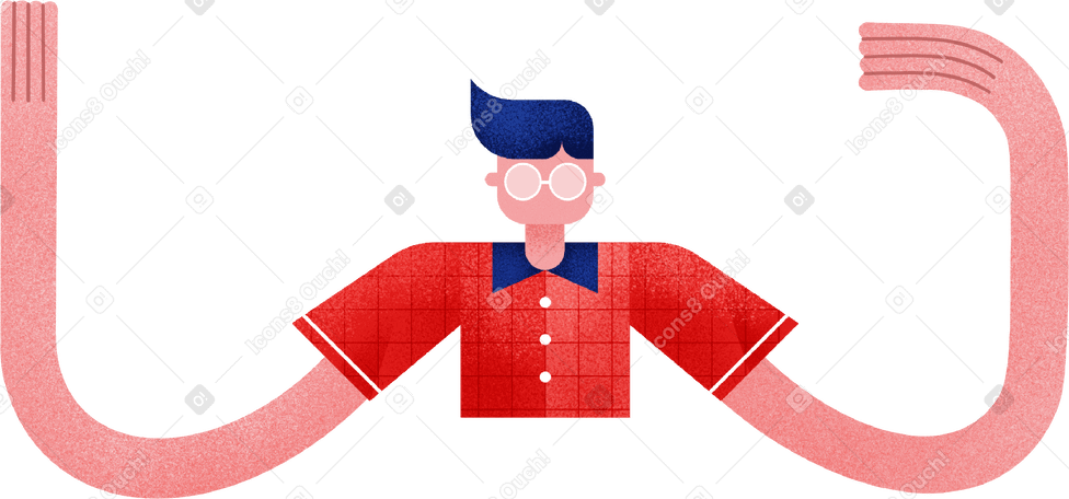 Garçon dans une chemise rouge et des lunettes avec ses bras PNG, SVG