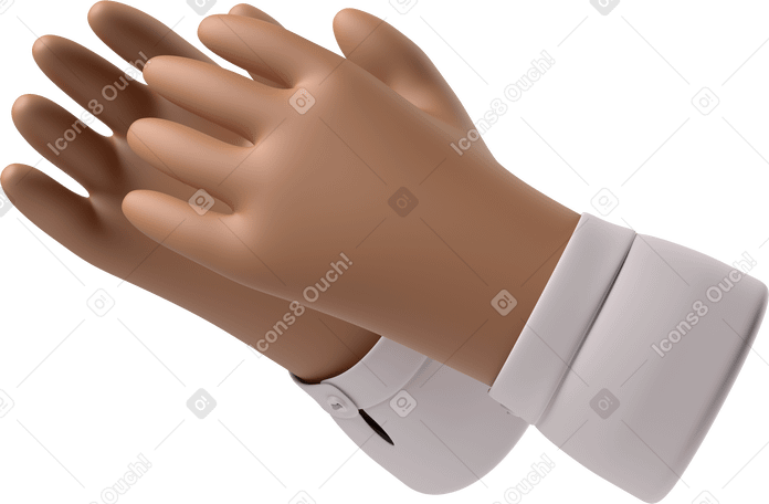 3D Clapping brown skin hands Illustration in PNG, SVG