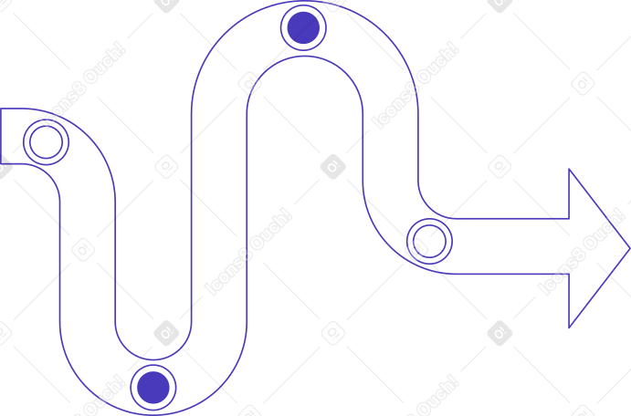 Flèche incurvée linéaire avec points PNG, SVG