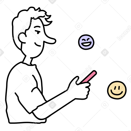 Young man is texting someone PNG, SVG