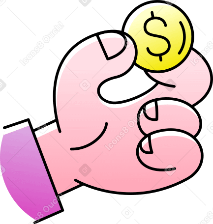 hand holding a dollar coin Illustration in PNG, SVG
