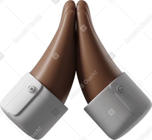 3D Manos de piel marrón oscuro dobladas PNG, SVG