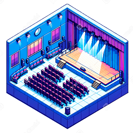 isometric pixel concert hall PNG, SVG