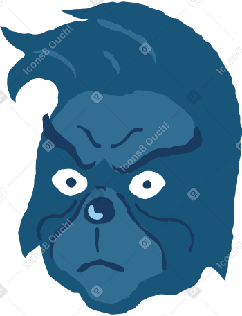 grinch head no hat angry Illustration in PNG, SVG