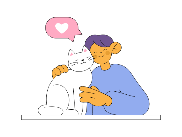 Иллюстрация Мужчина обнимает счастливого белого кота в PNG и SVG