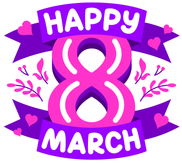 lettering happy 8 march with flowers ans hearts text PNG, SVG