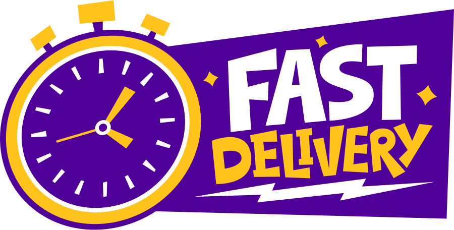 lettering fast delivery with alarm Illustration in PNG, SVG