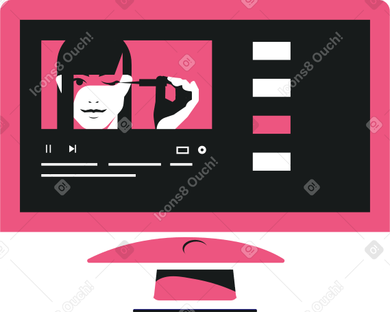 beauty tutorial on the monitor screen Illustration in PNG, SVG