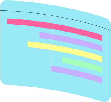 Изогнутое окно с красочными линиями в PNG, SVG