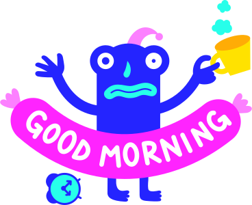 lettering sticker good morning on sausage text PNG, SVG
