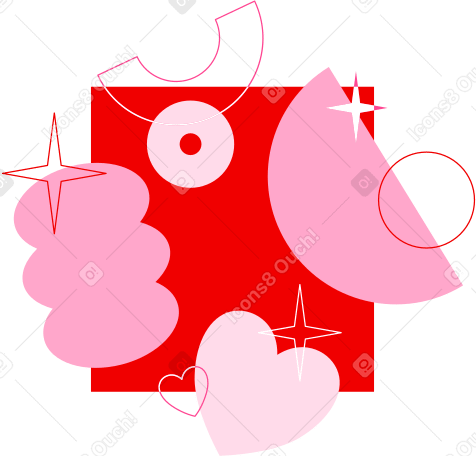 abstract geometric backgroung with hearts Illustration in PNG, SVG