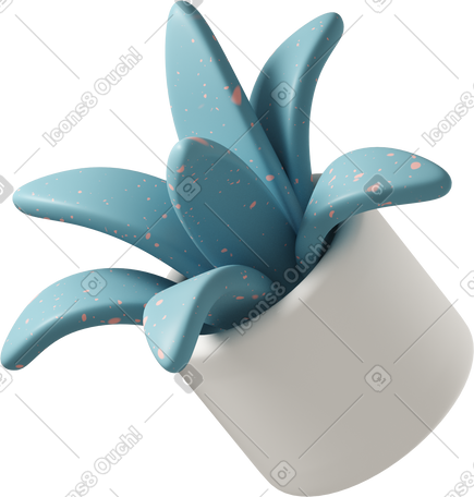 3D 有斑点的蓝色肉质植物 PNG, SVG