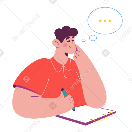 Thoughtful man with empty list PNG, SVG