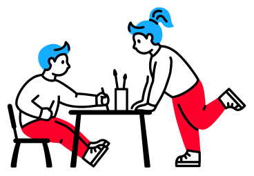 Boy and girl drawing at the children's table PNG, SVG