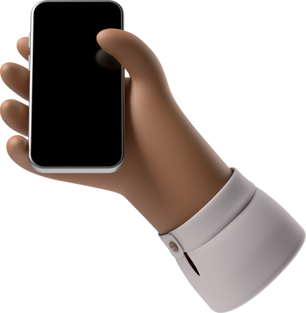 3D Brown skin hand holding a phone PNG, SVG