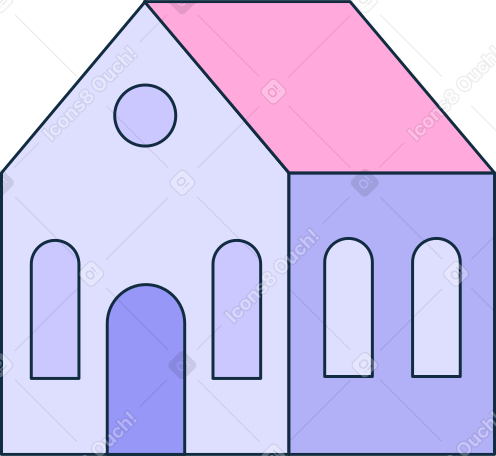 small house with windows and roof Illustration in PNG, SVG