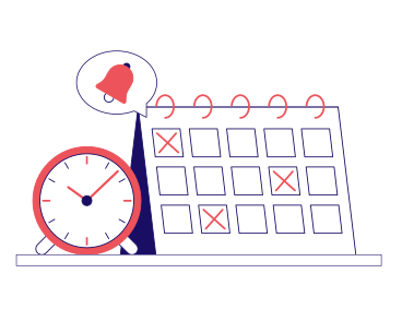 Calendar and alarm for time management PNG, SVG