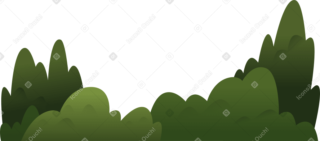 green bushes and trees Illustration in PNG, SVG