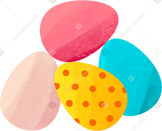 Четыре украшенных пасхальных яйца в PNG, SVG