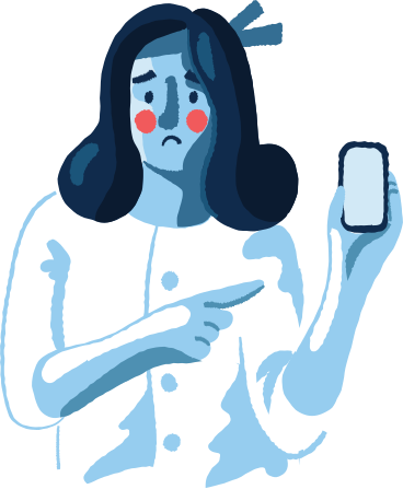 Sad woman with a phone PNG, SVG
