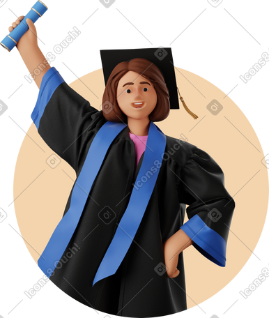 3D graduated student with diploma PNG, SVG