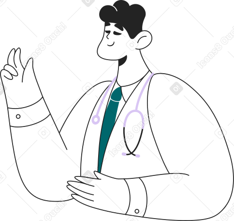 doctor holding something in his hands Illustration in PNG, SVG