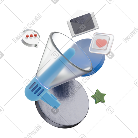 3D 用于在线营销和推广的扩音器 PNG, SVG