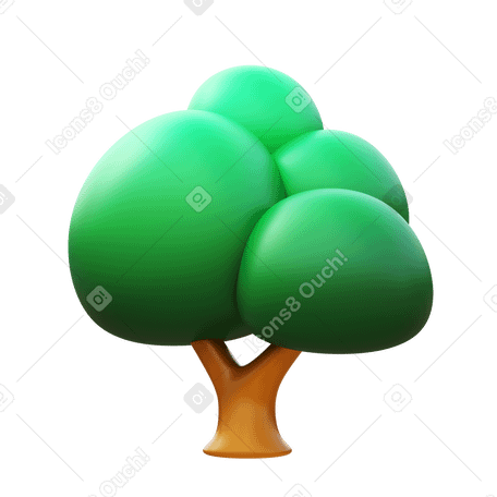 3D oak tree Illustration in PNG, SVG