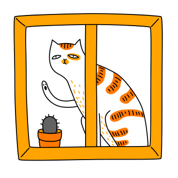 Cat sitting at the window and missing its owner PNG, SVG
