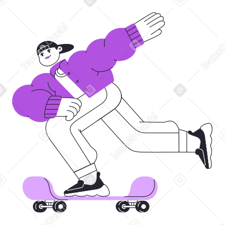 Man rides a skateboard Illustration in PNG, SVG