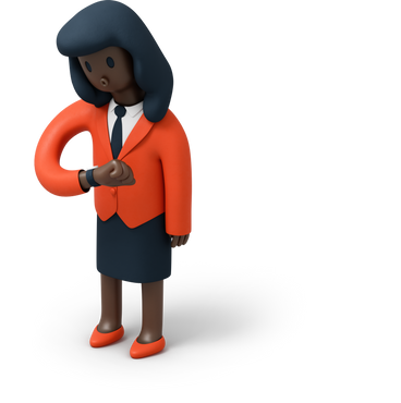 Black business woman looking at wristwatch PNG, SVG