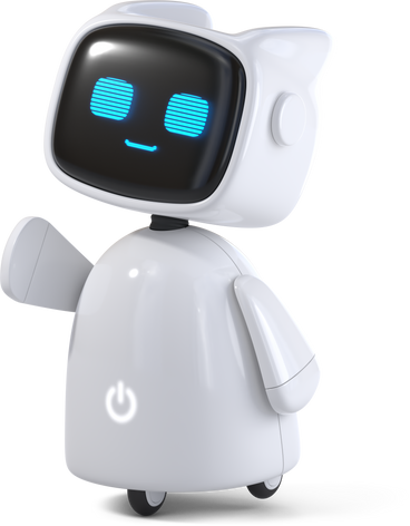 friendly robot assistant waving PNG, SVG