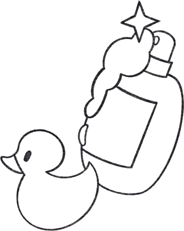 shampoo with rubber duck and star PNG, SVG