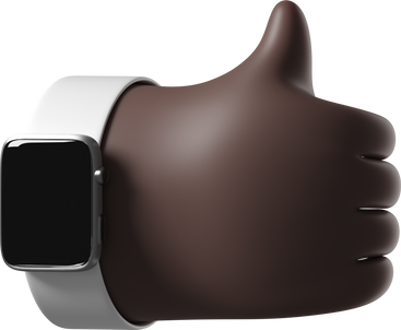 Schwarze hauthand mit ausgeschalteter smartwatch, die daumen nach oben zeigt PNG, SVG