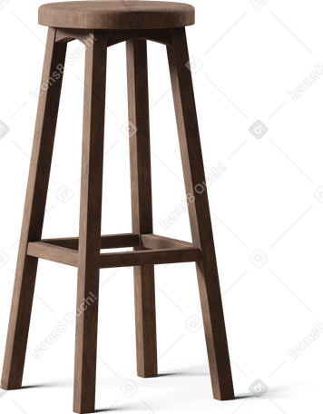 3D wooden bar stool Illustration in PNG, SVG
