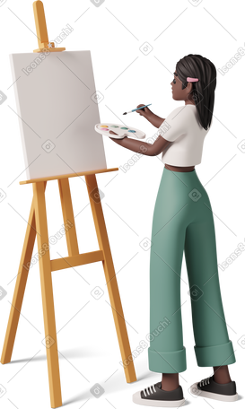 3D 女孩画 PNG, SVG