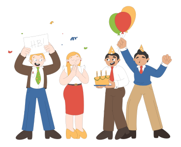 Coworkers celebrating a birthday  PNG, SVG