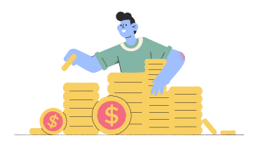 Man in a pile of coins  PNG, SVG