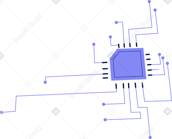 microchip with circuit lines PNG, SVG