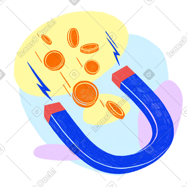 Big magnet attracts coins and finances PNG, SVG