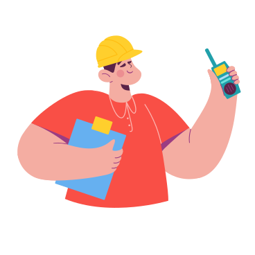 Construction worker with a walkie-talkie PNG, SVG